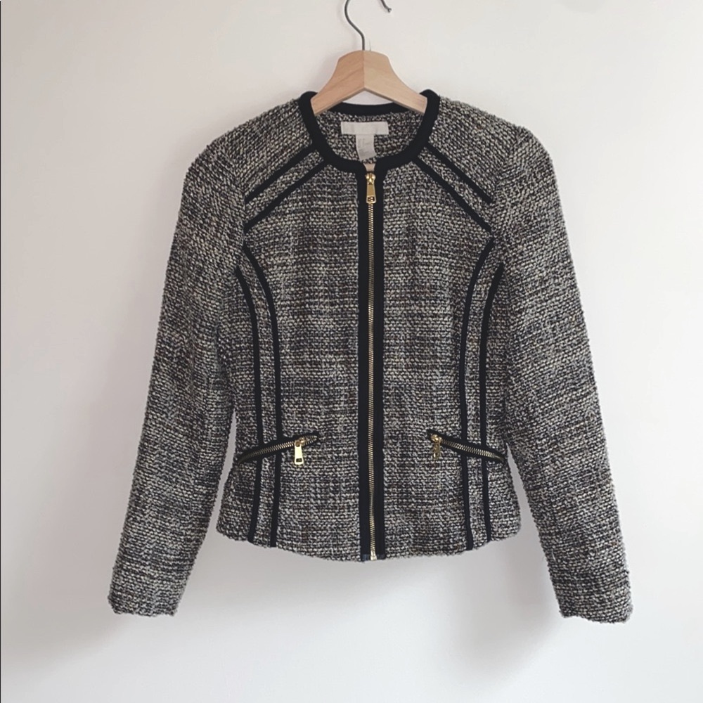 H&M Black and Gray Blazer Elegant Suit Jacket